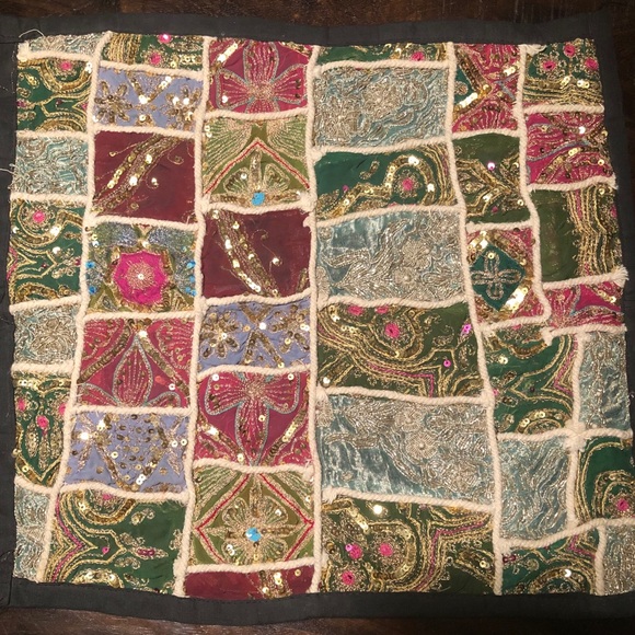 Vintage Hand Embroidered Zari Cushion Cover ♥️ - Picture 3 of 12